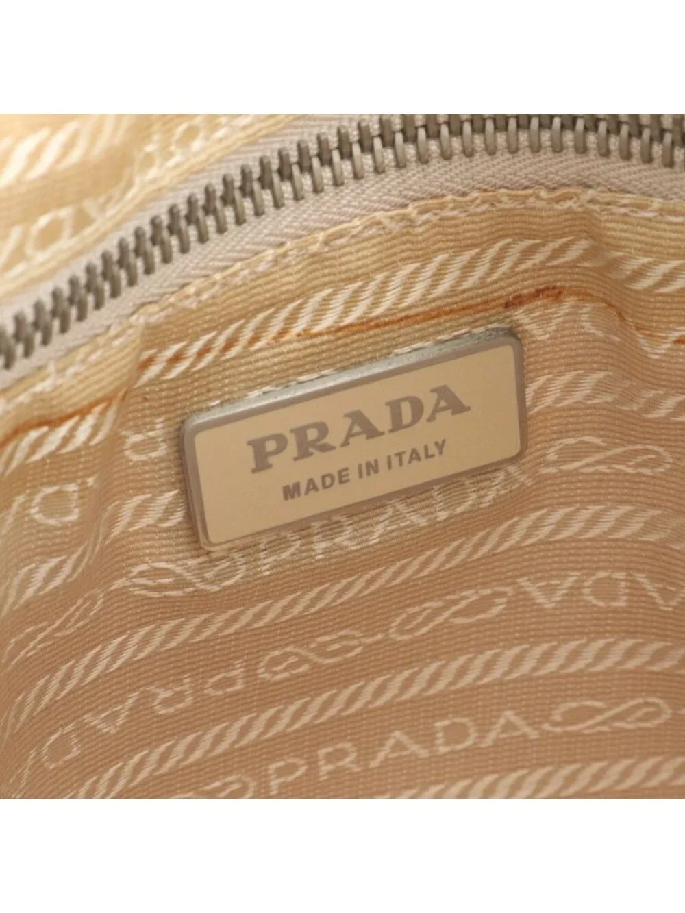 Prada Triangle Logo Leather Canvas Handbag Tote